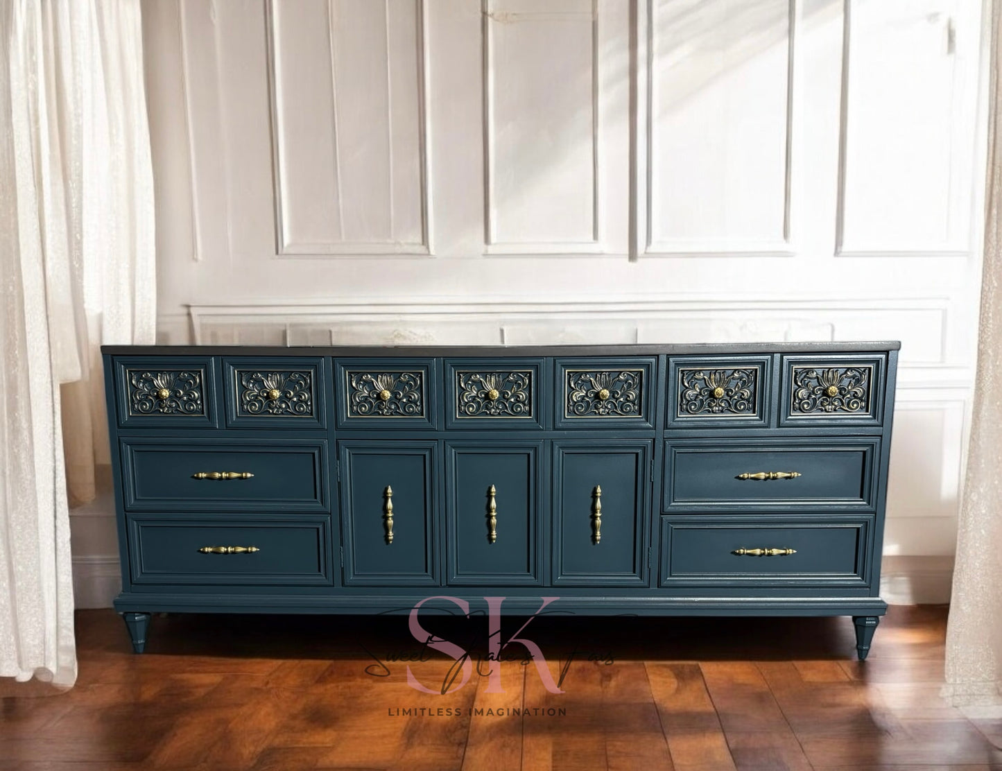 Vintage Nine Drawer Dresser