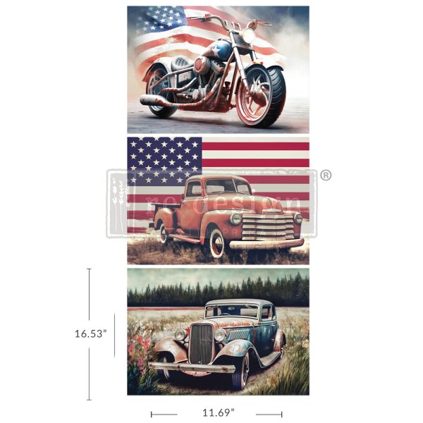 A3 DECOUPAGE DECOR TISSUE PAPER PACK – ALL AMERICAN – 3 SHEETS, 11.7”X16.5” EACH