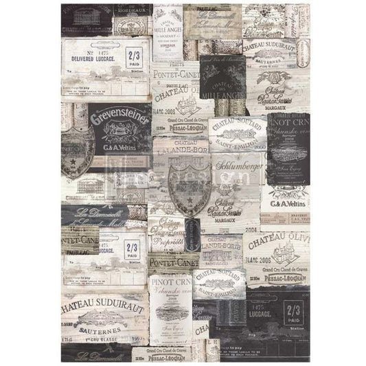 A1 DECOUPAGE FIBER – ANTIQUE LABELS – 1 SHEET, A1 SIZE