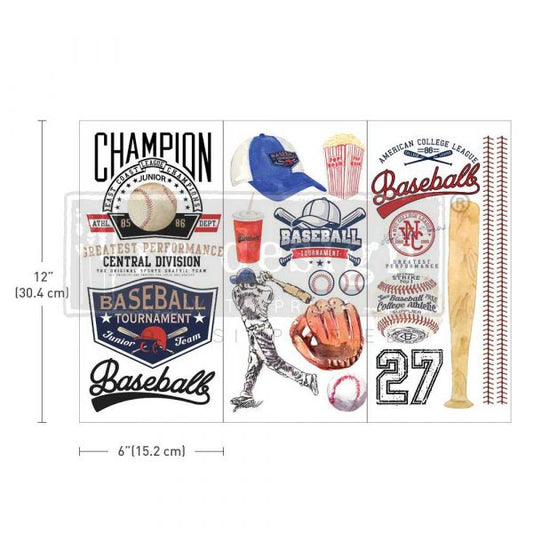 SMALL TRANSFERS – BASEBALL – 3 SHEETS, 6″X12″