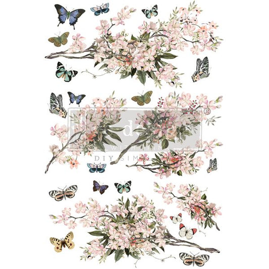 REDESIGN DECOR TRANSFERS – BLOSSOM BOTANICA – TOTAL SHEET SIZE 24INX35IN, CUT INTO 3 SHEETS