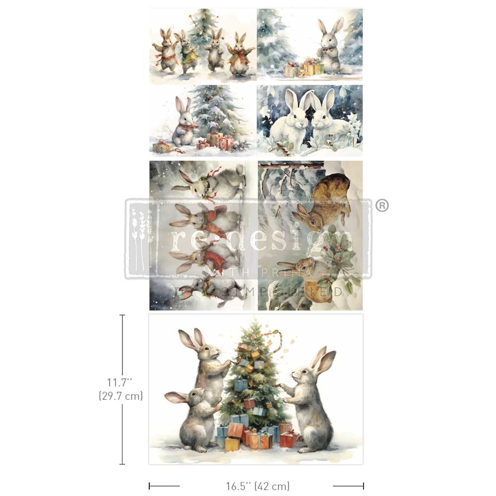 A3 Decoupage Fiber Pack – Bunny Wonderland – 3 sheets, 11.7″x16.5″ each