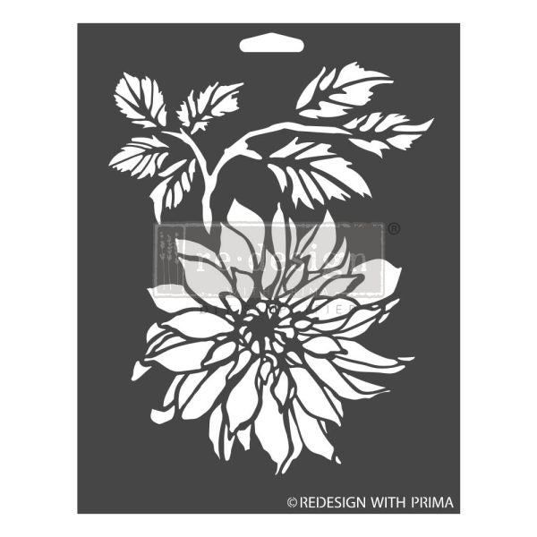 DECOR STENCILS® – DAHLIA GARDEN – 1 PC, SHEET SIZE 9″X12″- LASER CUT ON PREMIUM QUALITY MYLAR 16 ML (.40MM)