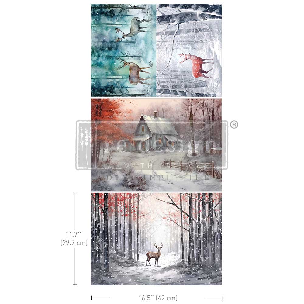 A3 Decoupage Fiber Pack – Dashing Through the Pines – 3 sheets, 11.7″x16.5″ each