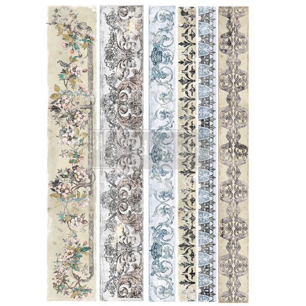 REDESIGN DECOR TRANSFERS® – DISTRESSED BORDERS – TOTAL SHEET SIZE 24″X35″, CUT INTO 2 SHEETS