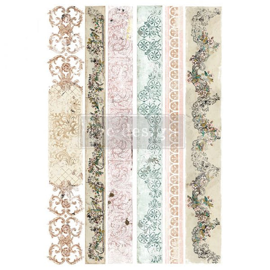 REDESIGN DECOR TRANSFERS® – DISTRESSED BORDERS II – TOTAL SHEET SIZE 24″X35″, CUT INTO 2 SHEETS