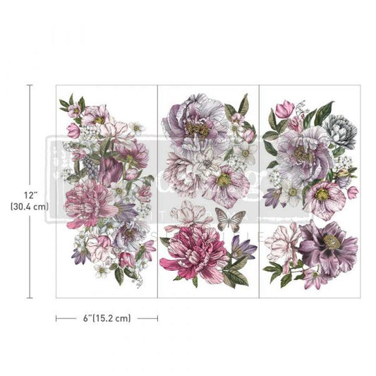 SMALL TRANSFERS – DREAMY FLORALS – 3 SHEETS, 6″X12″