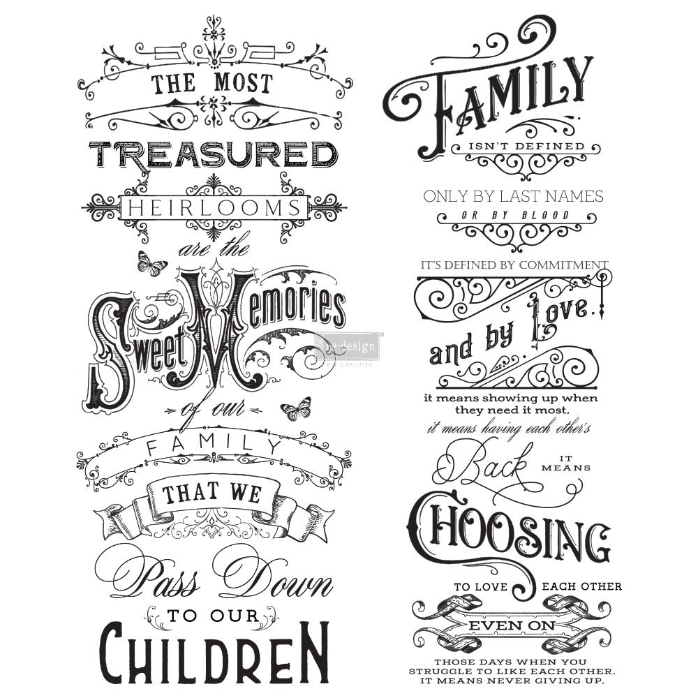 Redesign Decor Transfers® – Family Heirlooms – 2 sheets, design size 22″ X 27″