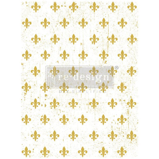 New Size GOLD TRANSFER – FLEUR DE LIS – TOTAL SHEET SIZE 18″X24″, CUT INTO 2 SHEETS