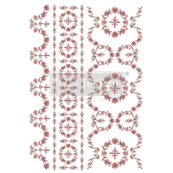 DECOR TRANSFERS® ANNIE SLOAN – FLOWER GARLAND – TOTAL SHEET SIZE 24″X35″