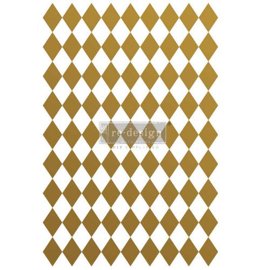 DECOR TRANSFERS® – GOLD HARLEQUIN – TOTAL SHEET SIZE 24×35, CUT INTO 2 SHEETS