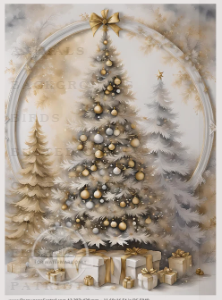 A3 Gold & Silver Christmas Tree Rice Paper DC5040