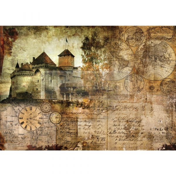 REDESIGN A1 DECOUPAGE RICE PAPER (MULBERRY TISSUE PAPER) – HILLTOP CASTLE 23.4″X33.1″