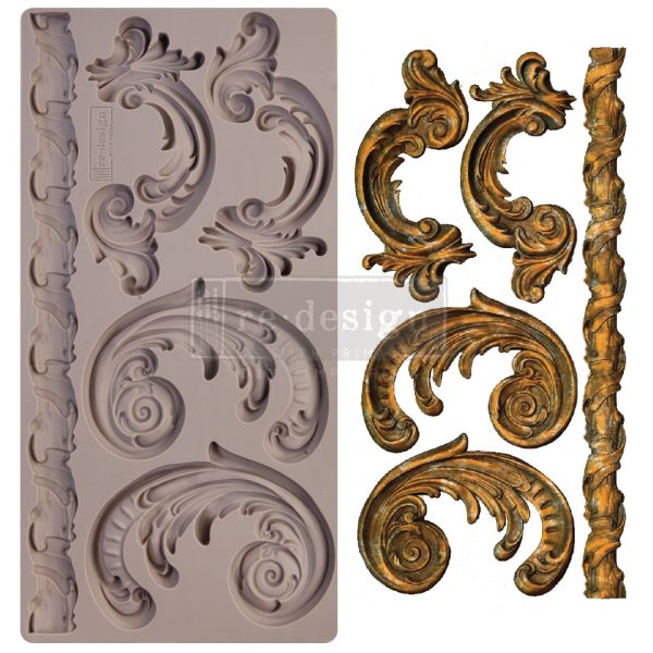 REDESIGN DECOR MOULDS® – LILIAN SCROLLS – 1 PC, 5″X10″, 8MM THICKNESS