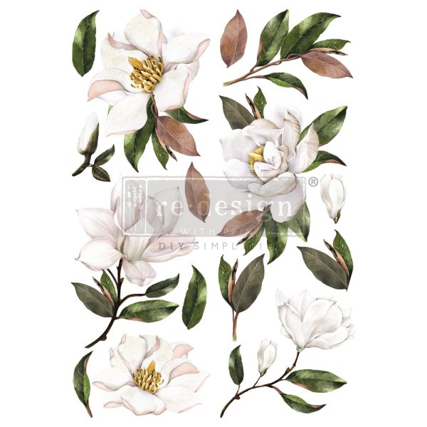 DECOR TRANSFERS® – MAGNOLIA Grandiflora – TOTAL SHEET SIZE 24″X35″, CUT INTO 2 SHEETS