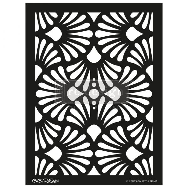 REDESIGN STENCIL – CECE MODERN DECO 18×25.5 – SHEET SIZE 18″X25.5″, DESIGN SIZE 15.4″X21.4″- LASER CUT ON 16 MIL MYLAR