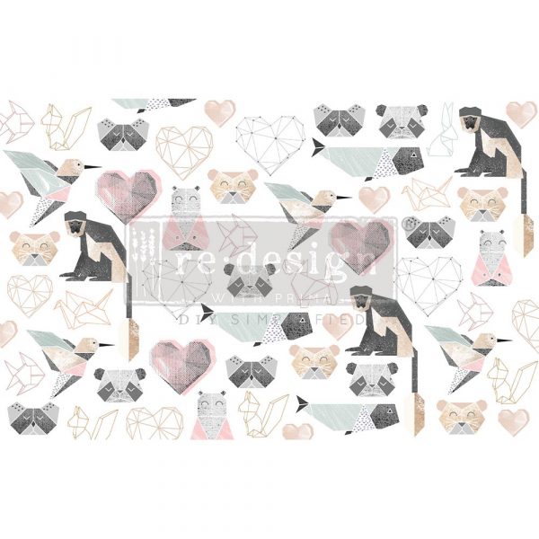 DECOUPAGE DECOR TISSUE PAPER – ORIGAMI LOVE – 1 SHEET, 19″X30"