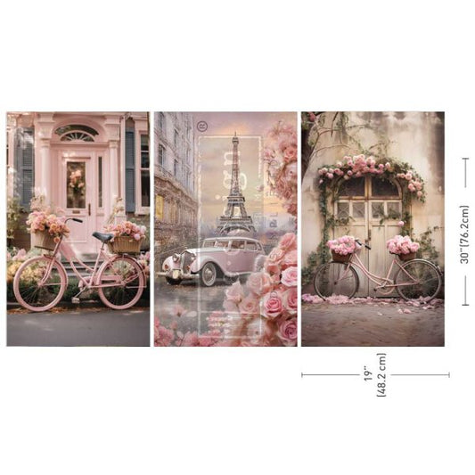 DECOUPAGE DECOR TISSUE PAPER PACK – PARISIAN BLOOM HAVEN – 3 SHEETS, 19.5″X30″