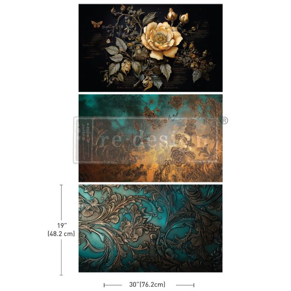 DECOUPAGE DECOR TISSUE PAPER PACK – PETALS ADORNED – 3 SHEETS, 19.5″X30″ EACH