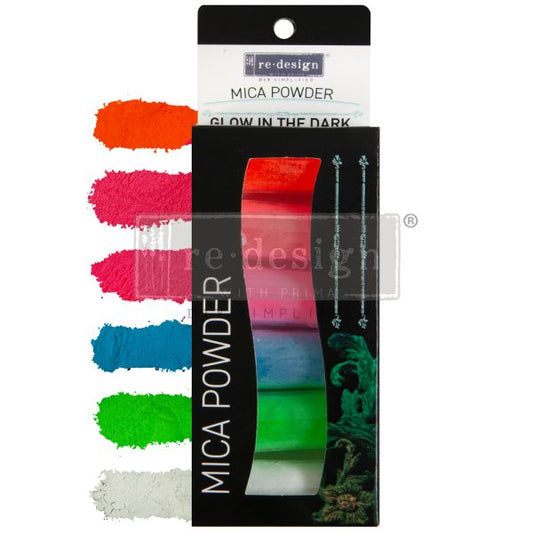 DECOR PIGMENT POWDER SET – GLOW IN THE DARK – 6 COLORS X 5G EACH