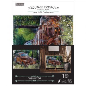 REDESIGN A1 DECOUPAGE RICE PAPER (MULBERRY TISSUE PAPER) – THIS RUSTY CAR 23.4″X33.1″