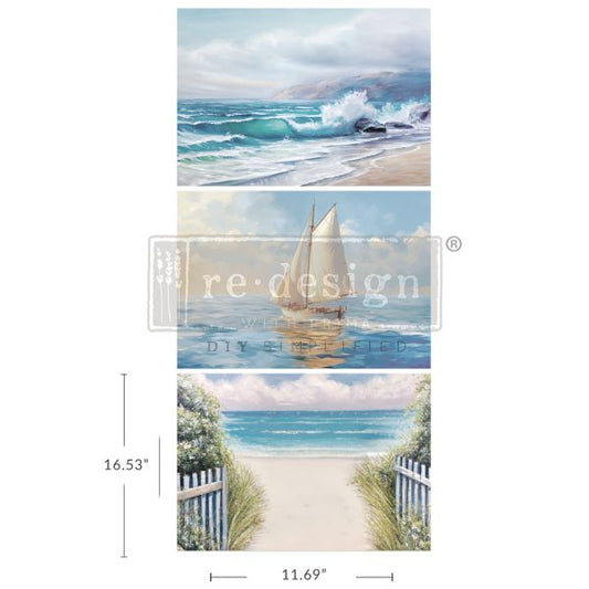 A3 DECOUPAGE DECOR TISSUE PAPER PACK – SEASCAPE MELODY – 3 SHEETS, 11.7”X16.5” EACH