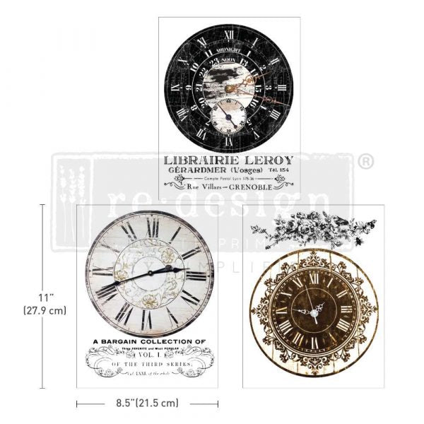 MIDDY TRANSFERS® – VINTAGE CLOCKS – 3 SHEETS, 8.5″X11″