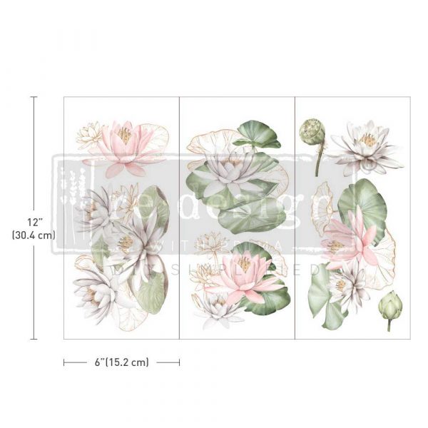 SMALL TRANSFERS – WATER LILIES – 3 SHEETS, 6″X12″