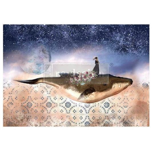 A1 DECOUPAGE FIBER – WHALE IN COSMOS – 1 SHEET, A1 SIZE