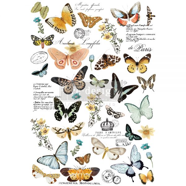 REDESIGN DECOR TRANSFERS® – BUTTERFLY DANCE – TOTAL SHEET SIZE 24″X35″, CUT INTO 3 SHEETS