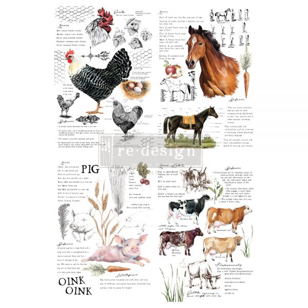 REDESIGN DECOR TRANSFERS® – FARM LIFE – TOTAL SHEET SIZE 24″X35″, CUT INTO 2 SHEETS