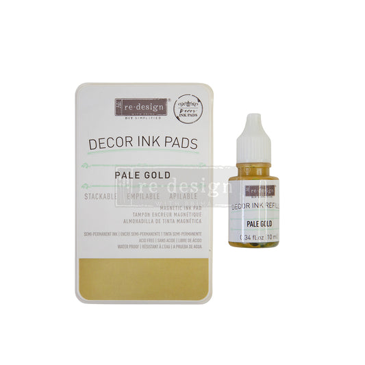 Décor Ink Pad – Pale Gold – 1 magnetic case + dry ink pad + 10ml ink bottle