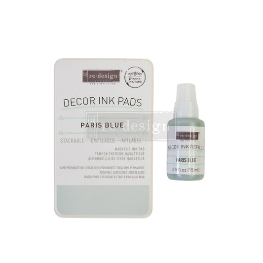 Décor Ink Pad – Paris Blue – 1 magnetic case + dry ink pad + 10ml ink bottle