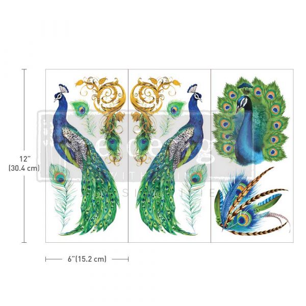 SMALL TRANSFERS – PEACOCK PARADISE – 3 SHEETS, 6″X12″