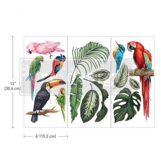 SMALL TRANSFERS – TROPICAL BIRDS – 3 SHEETS, 6″X12″