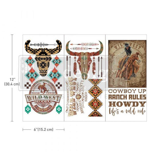 SMALL TRANSFERS – WILD WEST – 3 SHEETS, 6″X12″